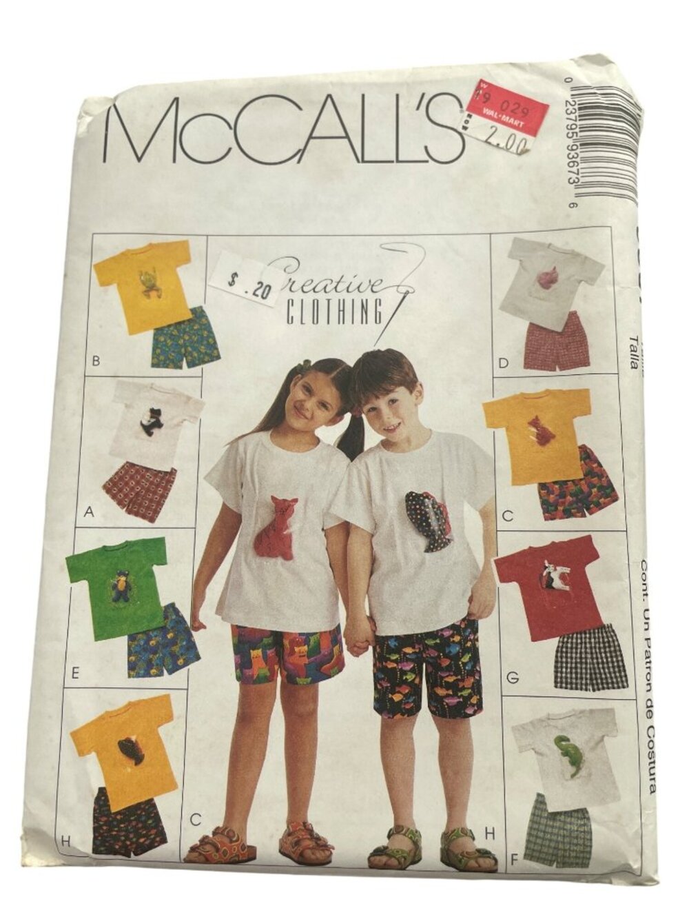 Vintage 90s McCalls 9367 Sewing Pattern Size 6-7-8 Childrens TShirt & Shorts CUT